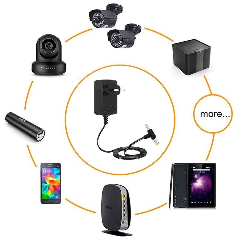 FEDUS محول طاقة تيار مستمر 12 فولت 2 أمبير، 12 فولت 2A SMPS لشاشة LCD، تلفاز، إضاءة شريط LED، كاميرا CCTV، صندوق إعداد، إنترنت عريض، أجهزة توجيه، NVR إدخال تيار متردد 100-240 فولت، إخراج تيار مستمر 12 فولت 2 أمبير، جاك 2.5 مم × 5.5 مم - Image 2