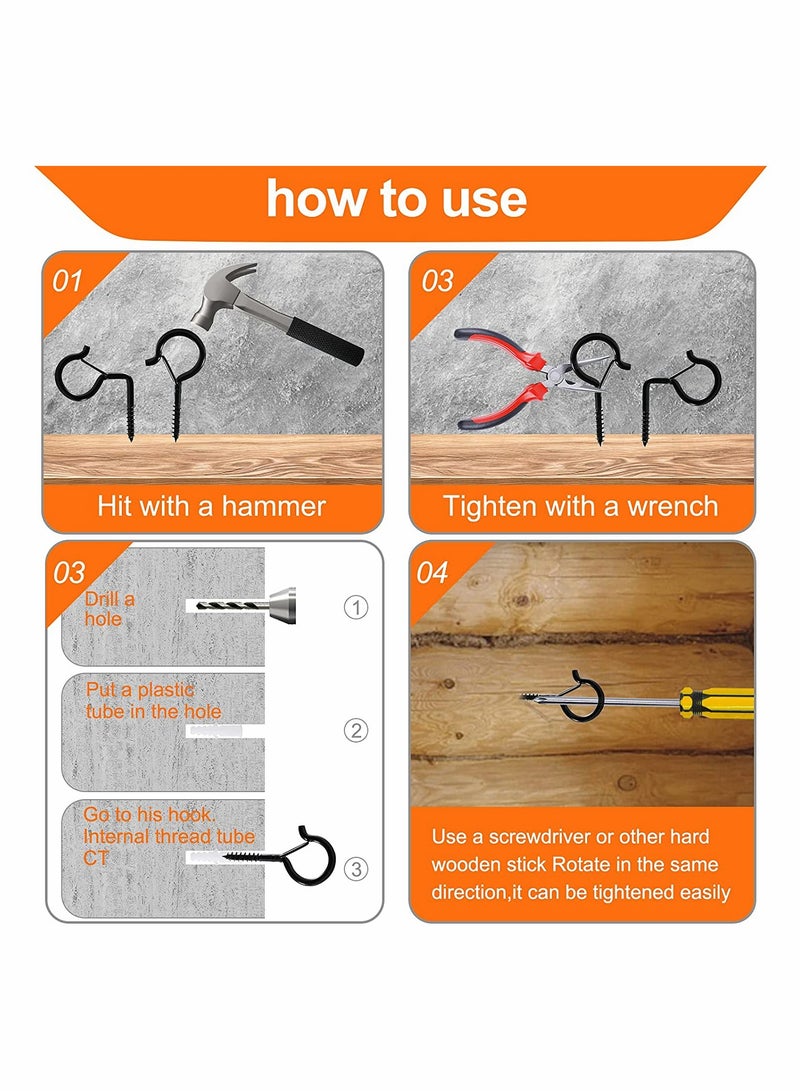 Excefore Hooks for Outdoor String Lights, Eye Hooks Screw Rope Light Clips  - Image 4