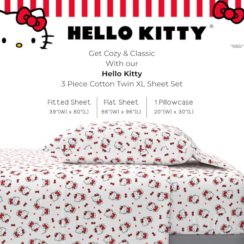 Franco Collectibles Hello Kitty Bedding Super Soft Cotton 3 Piece Twin XL Sheet Set College Dorm Essentials Officially Licensed Product by Franco - Image 3