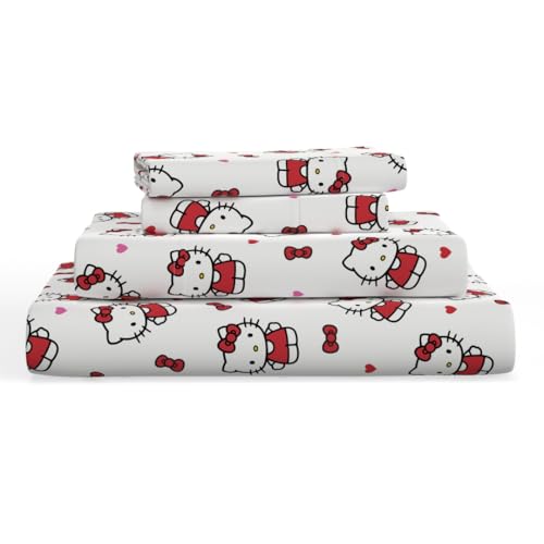 Franco Collectibles Hello Kitty Bedding Super Soft Cotton 3 Piece Twin XL Sheet Set College Dorm Essentials Officially Licensed Product by Franco - Image 1