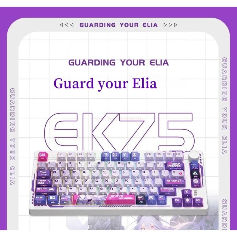 Dareu Ek75 Wireless Tri-Mode Gasket Gaming Keyboard, Hot-Swappable Rgb, Multifunction Knob, Dream Switch, Purple - Image 3