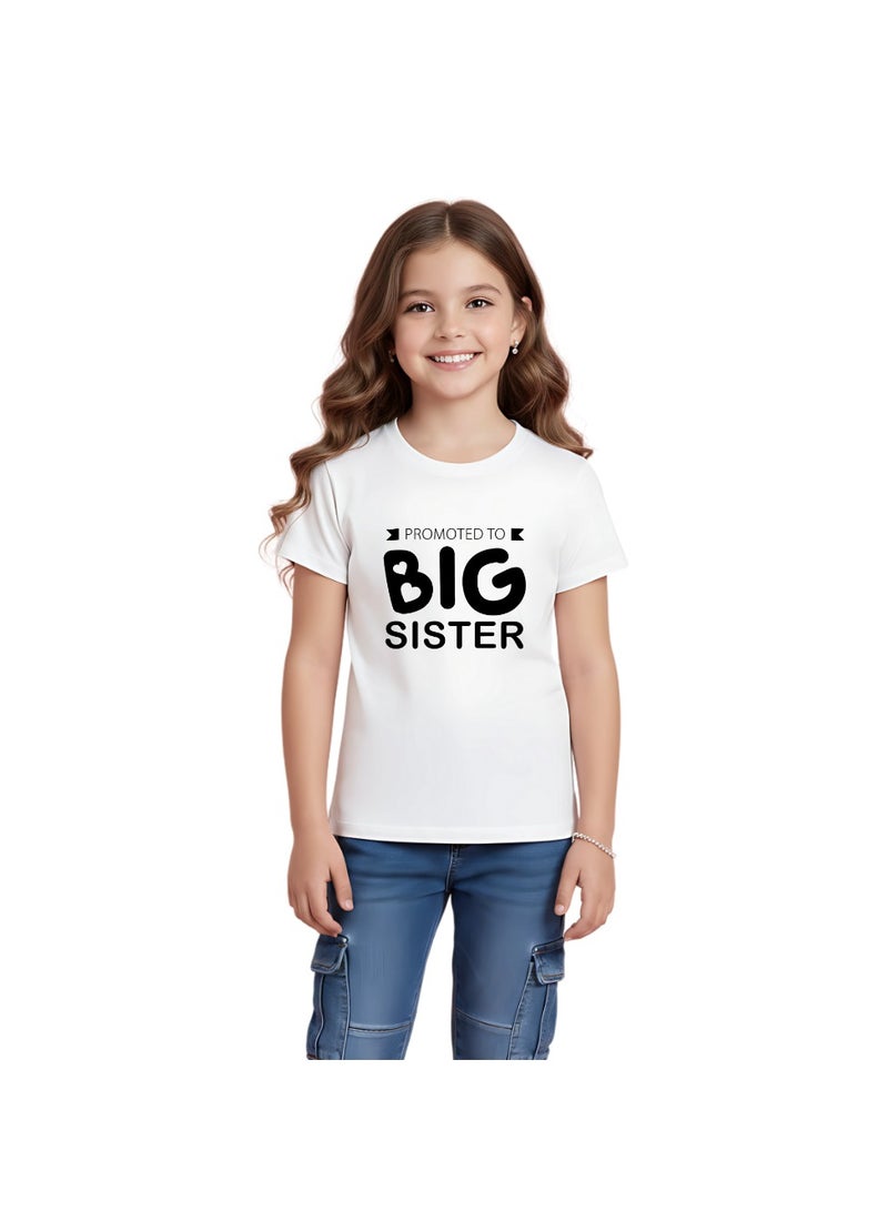 PRINTSHOP4ME Big Sister Girls Tshirt - Short Sleeve Graphic Printed Tshirt - 100% Cotton Regular Fit Round Neck Tshirts - Girls Kids Toddler Outfit - Kids Tshirt - Image 1