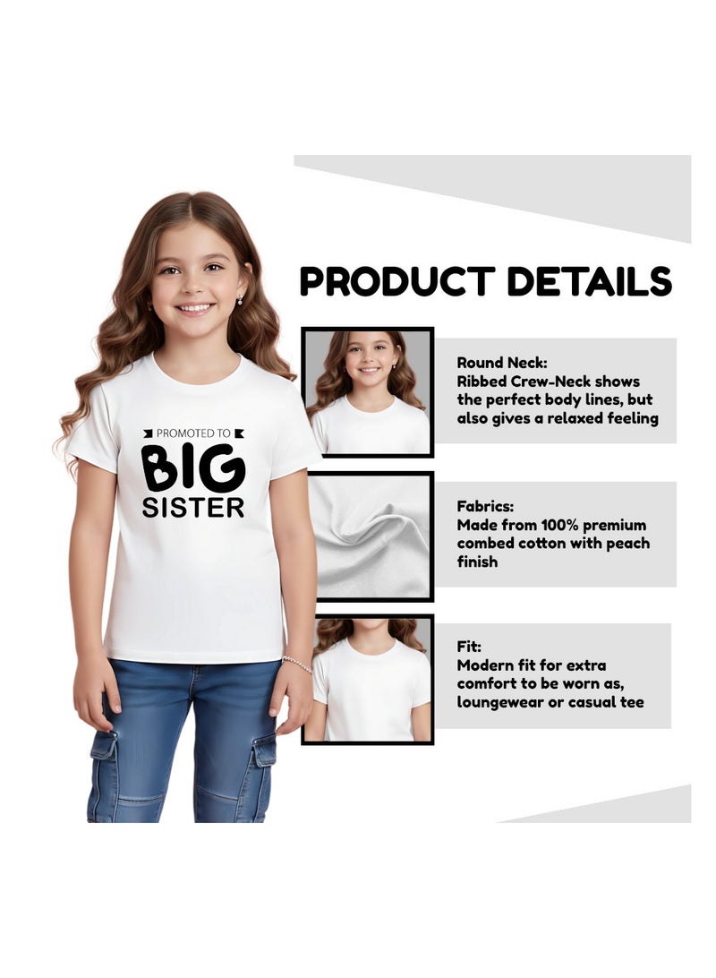 PRINTSHOP4ME Big Sister Girls Tshirt - Short Sleeve Graphic Printed Tshirt - 100% Cotton Regular Fit Round Neck Tshirts - Girls Kids Toddler Outfit - Kids Tshirt - Image 3