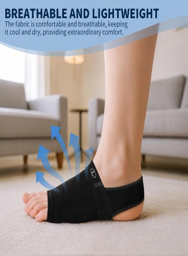 Mokleva Flat Foot Arch Support For Men & Women, Medial Arch Support Sleeve With Gel Cushion, Plantar Fasciitis Pain Relief Orthotic Brace For Fallen Arches Foot & Leg Support, Free Size, 1 Pair(Black) - Image 5