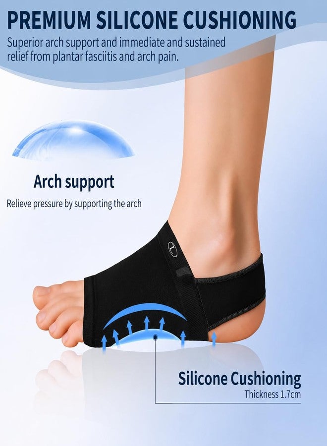 Mokleva Flat Foot Arch Support For Men & Women, Medial Arch Support Sleeve With Gel Cushion, Plantar Fasciitis Pain Relief Orthotic Brace For Fallen Arches Foot & Leg Support, Free Size, 1 Pair(Black) - Image 3