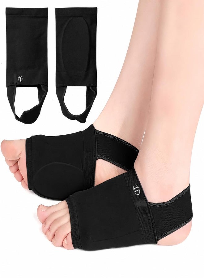 Mokleva Flat Foot Arch Support For Men & Women, Medial Arch Support Sleeve With Gel Cushion, Plantar Fasciitis Pain Relief Orthotic Brace For Fallen Arches Foot & Leg Support, Free Size, 1 Pair(Black) - Image 1