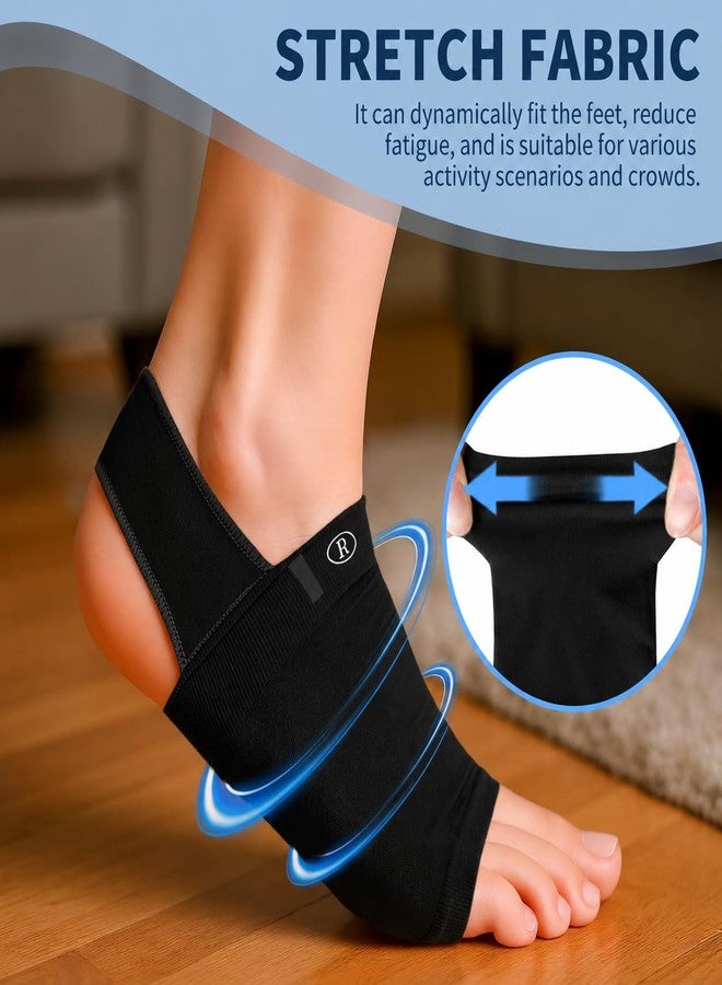 Mokleva Flat Foot Arch Support For Men & Women, Medial Arch Support Sleeve With Gel Cushion, Plantar Fasciitis Pain Relief Orthotic Brace For Fallen Arches Foot & Leg Support, Free Size, 1 Pair(Black) - Image 4