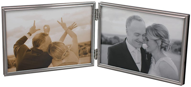 LEADEX Double Thin Edge Silver Plated Picture Frame,Horizontal Standing,5 by 7 Inch,Velvet Back Simple Classic Styling (silver) - Image 1