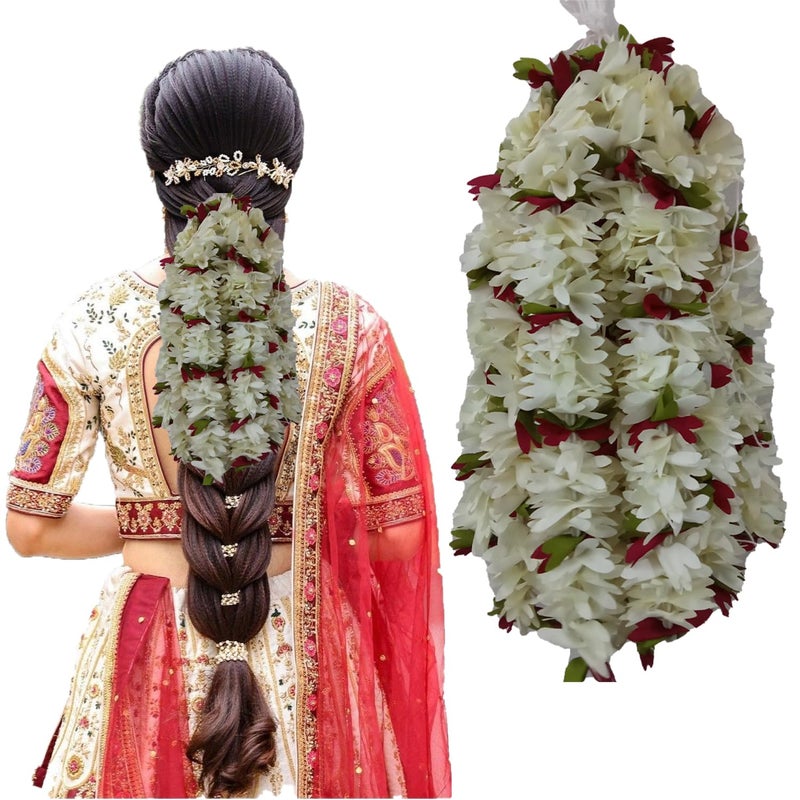 TEMPERIA (4pcs) Gajra for Hair Bun - Jasmine Flower for Hair - Juda Hair Accessories for Women - Artificial Scented Fake Mogra Band - Premium & Voluminous (DN02) - Image 1