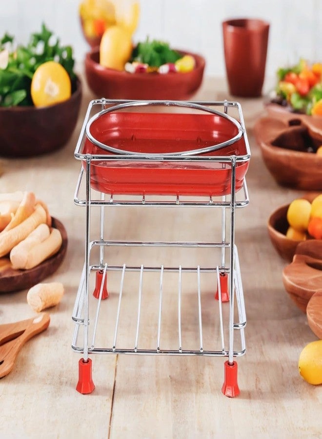 Homify Steel Stand Heavy Duty Matka Stand with Bottom Tray | Rust-Resistant, Durable & Space-Saving Design Pot Stand with Round Surface Stand Water Dispenser Stand - Image 2