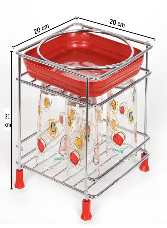 Homify Steel Stand Heavy Duty Matka Stand with Bottom Tray | Rust-Resistant, Durable & Space-Saving Design Pot Stand with Round Surface Stand Water Dispenser Stand - Image 4