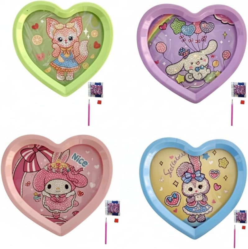 Diamond Painting Kits for Kids, Diamond Arts Kits for Kids with Plastic Frame, Butterfly Gem Art and Crafts Kits for Diamond Painting Pictures, Arts Craft for Home Decor - Assorted design (1 Piece)