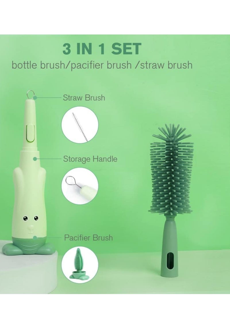 Excefore Baby Bottle Brush, 3 in 1Baby Bottle Cleaning Kit, Pacifier Brush, Straw Brush, Long Handle Cleaning Tool, Food Grade Silicone, for Cleaning Water Bottles Baby Bottles Glass Cup Thermoses  - Image 5