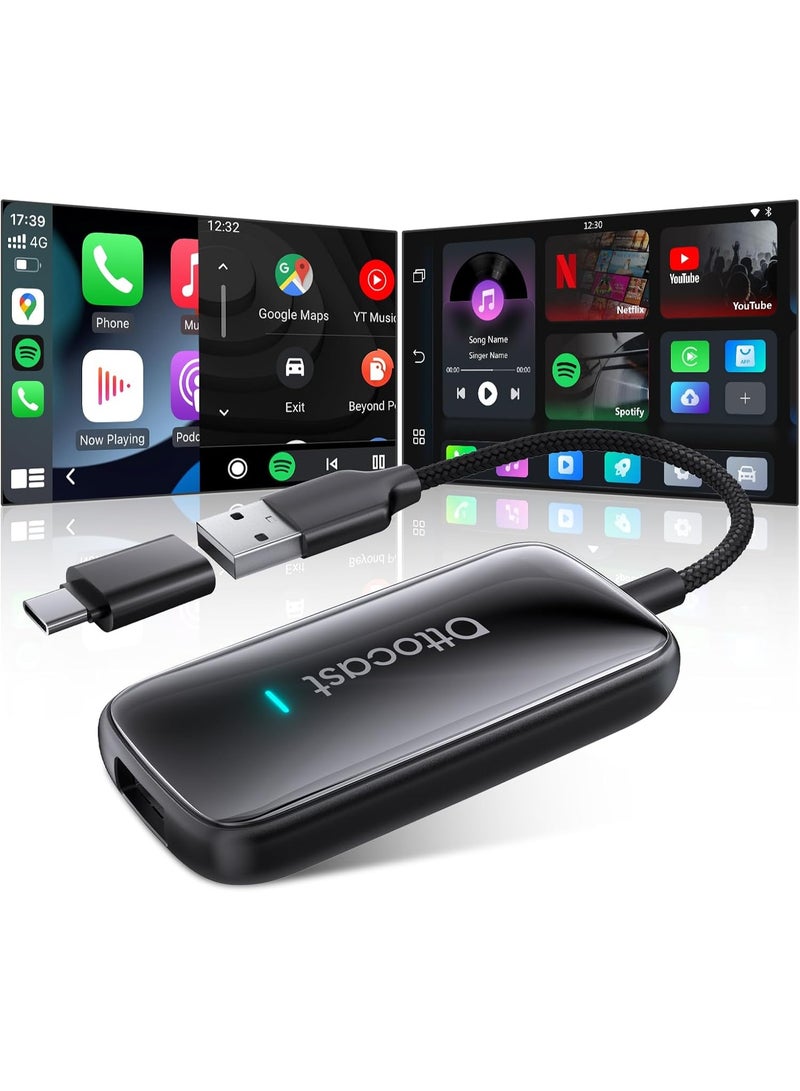 Ottocast Play2Video Ultra Wireless CarPlay & Android Auto AI Box – All-in-One Adapter with Netflix, YouTube, Prime Video, IPTV | Dual-Band 5G WiFi, Bluetooth 5.4 | 4GB RAM 32GB ROM | Plug & Play - Image 1