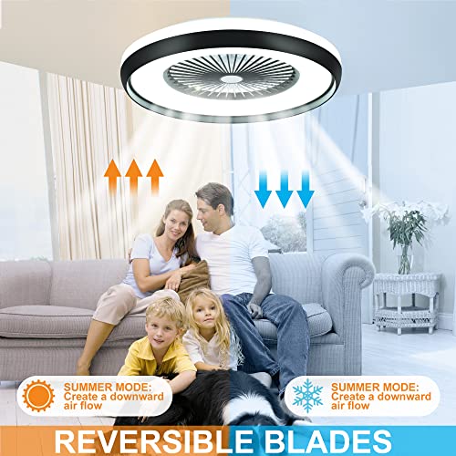 HUMHOLD 24" Bladeless Ceiling Fan with Light Remote, Smart LED Ceiling Fans with App Control, Modern Low Profile Dimmable Light Ceiling Fan for Bedroom Living Room Black - Image 5