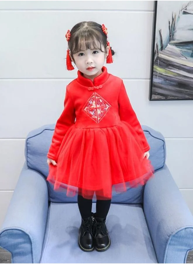 YUNIQEE Red Fit & Flare V Neck Printed Dress