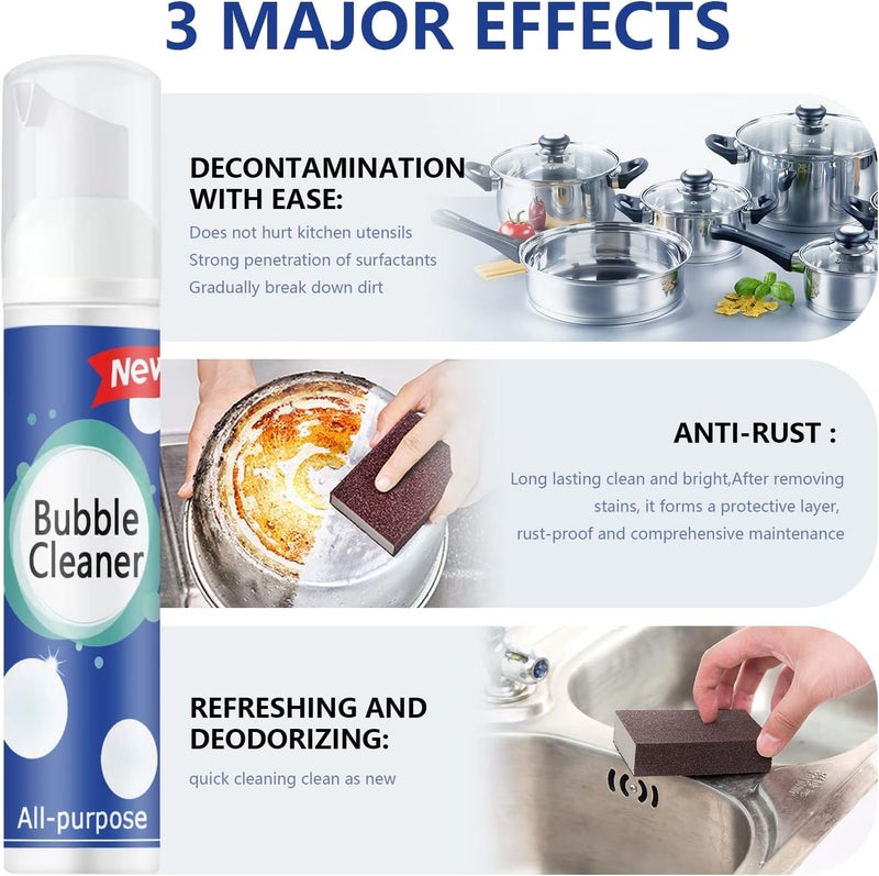 كلاراكو (100 مل*3 قطع) رغوة منظفة للفقاعات، منظف رغوي للبقع الزيتية الثقيلة، بخاخ منظف متعدد الأغراض لا يحتاج إلى شطف، بخاخ تنظيف عميق للمطبخ، بخاخ قوي لإزالة البقع، مزيل للشحوم والأوساخ العنيدة - Image 4