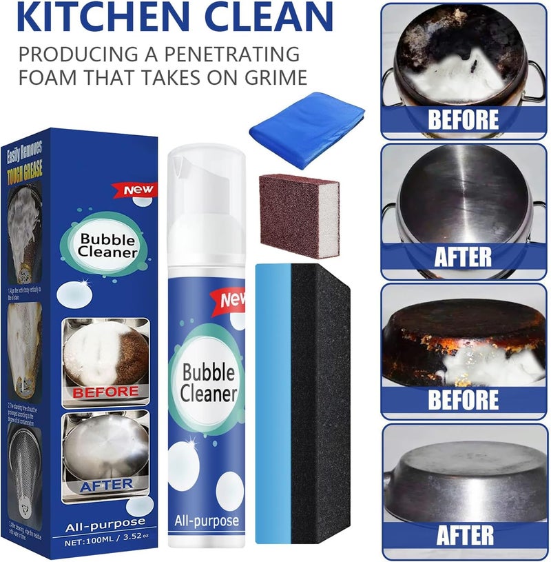 كلاراكو (100 مل*3 قطع) رغوة منظفة للفقاعات، منظف رغوي للبقع الزيتية الثقيلة، بخاخ منظف متعدد الأغراض لا يحتاج إلى شطف، بخاخ تنظيف عميق للمطبخ، بخاخ قوي لإزالة البقع، مزيل للشحوم والأوساخ العنيدة - Image 3