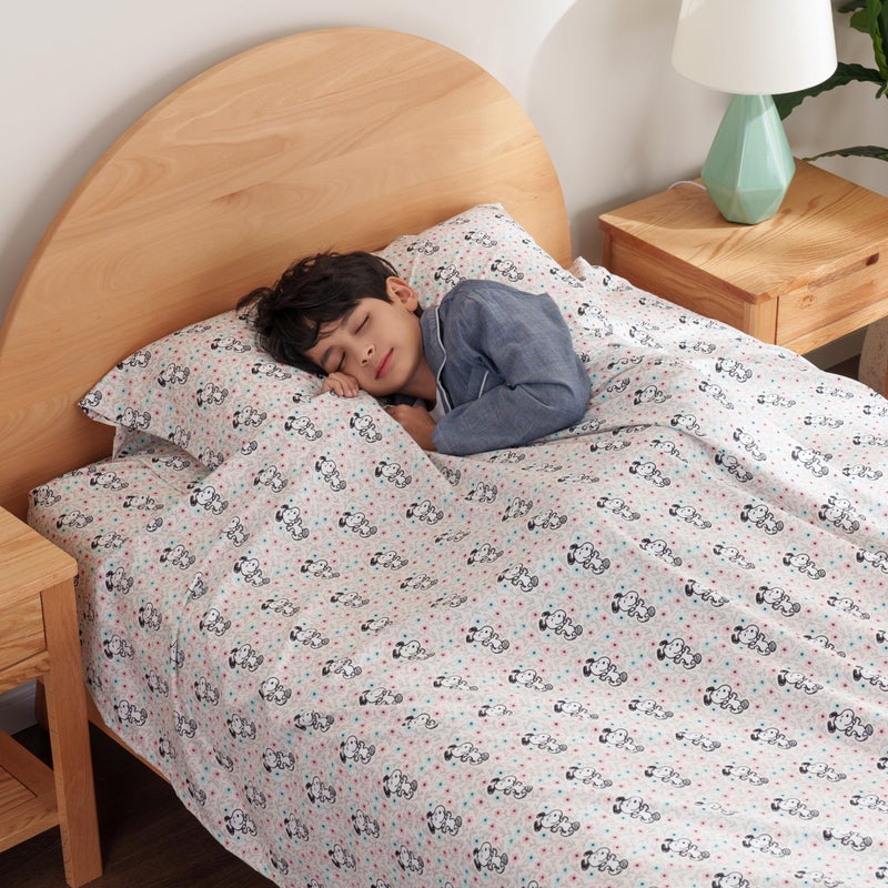 Berkshire Blanket Berkshire Blanket Peanuts Kids Sheet Set Queen Size - 4 Pieces Cute Character Snoopy Printed Soft Microfiber Bed Sheets Mini Snoopy Spring Floral Happy Dance Soft Grey  - Image 3