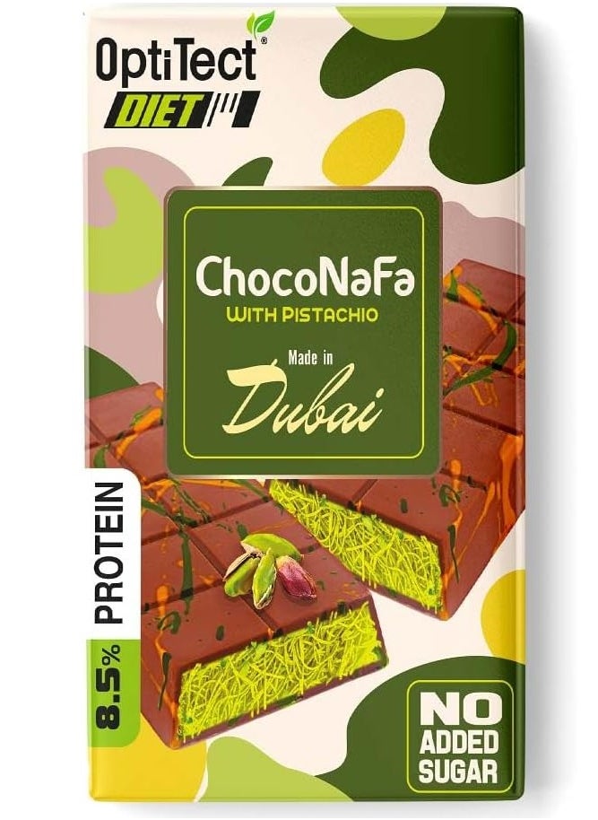 OptiTect Dubai Chocolate - Diet Choconafa With Pistachio, 100 Gm, 8.5% PROTEIN, Suitable For Vegetarians  - Image 1