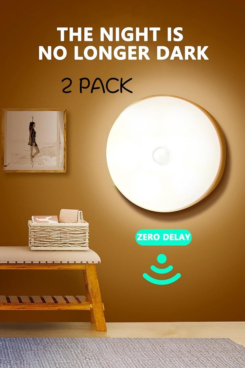 2pcs Motion Sensor LED Night Light for Bedroom, Living Room, Hallway, Bathroom - Rechargeable Battery Powered, Wall-Mounted, Modern Design - Image 3