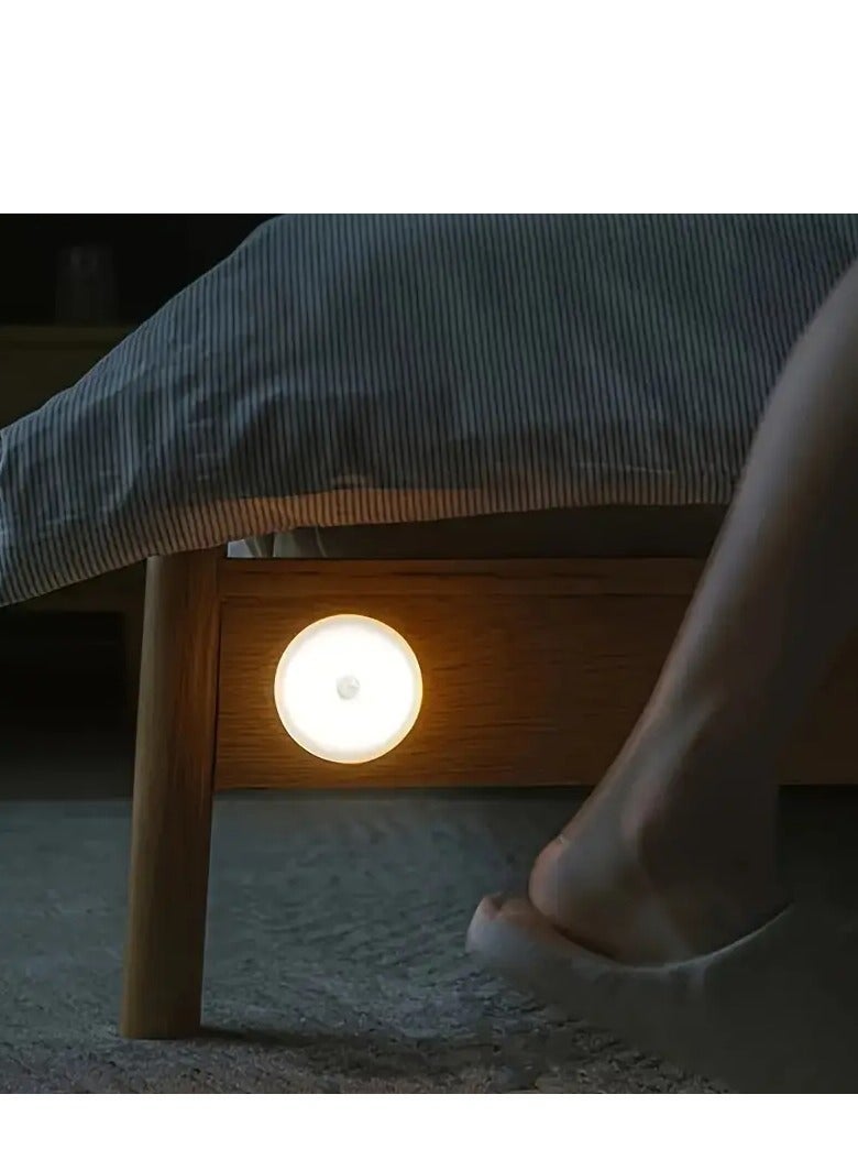 2pcs Motion Sensor LED Night Light for Bedroom, Living Room, Hallway, Bathroom - Rechargeable Battery Powered, Wall-Mounted, Modern Design - Image 1