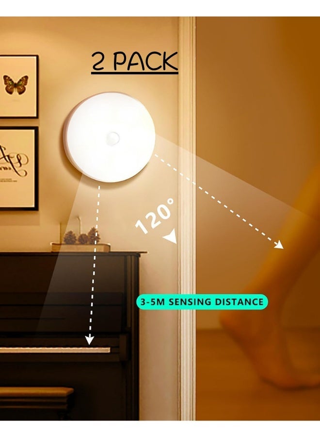 2pcs Motion Sensor LED Night Light for Bedroom, Living Room, Hallway, Bathroom - Rechargeable Battery Powered, Wall-Mounted, Modern Design - Image 2