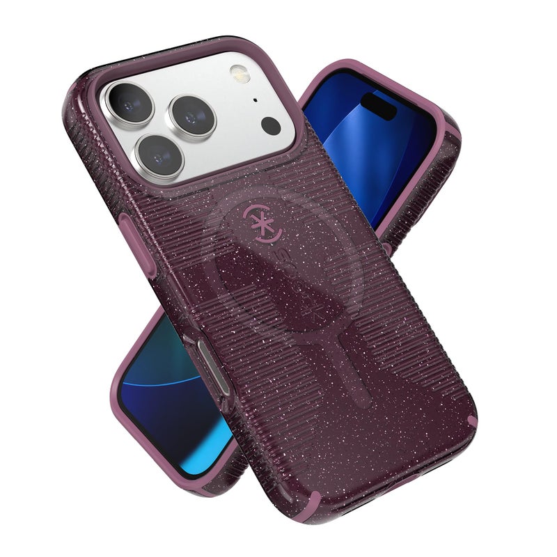 Speck CANDYSHELL Grip MS Case for iPhone 17 Pro Plumberry Glitter Slim Protective Grip Drop Protection MagSafe Compatible - Image 2