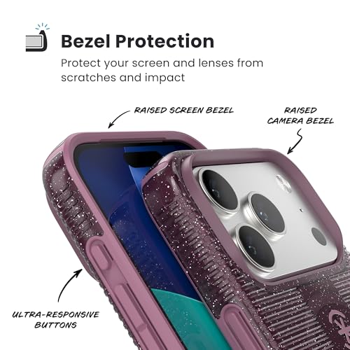 Speck CANDYSHELL Grip MS Case for iPhone 17 Pro Plumberry Glitter Slim Protective Grip Drop Protection MagSafe Compatible - Image 3