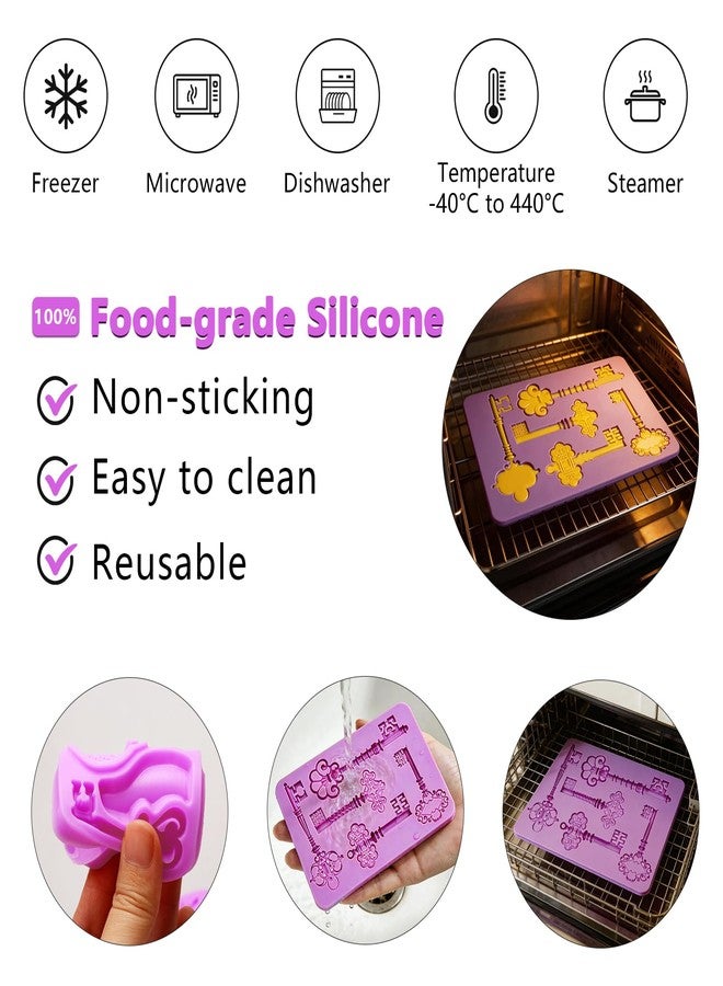 acvcatto Vintage Key Silicone Fondant Mold, Lock Keyhole Chocolate Molds, 3-Piece for Cake Decoration Chocolate, Resin, Soap Crafting Candy, Sugarcraft, GumPaste, Polymer, Clay - Image 3