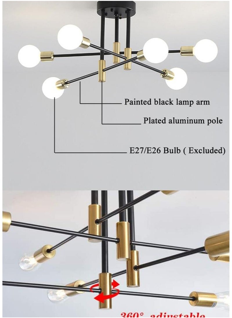 Generic 8 Head Sputnik Chandelier Modern Ceiling Lighting Adjustable Industrial Ceiling Pendant Light Fixture for Kitchen Living Dining Room  - Image 4