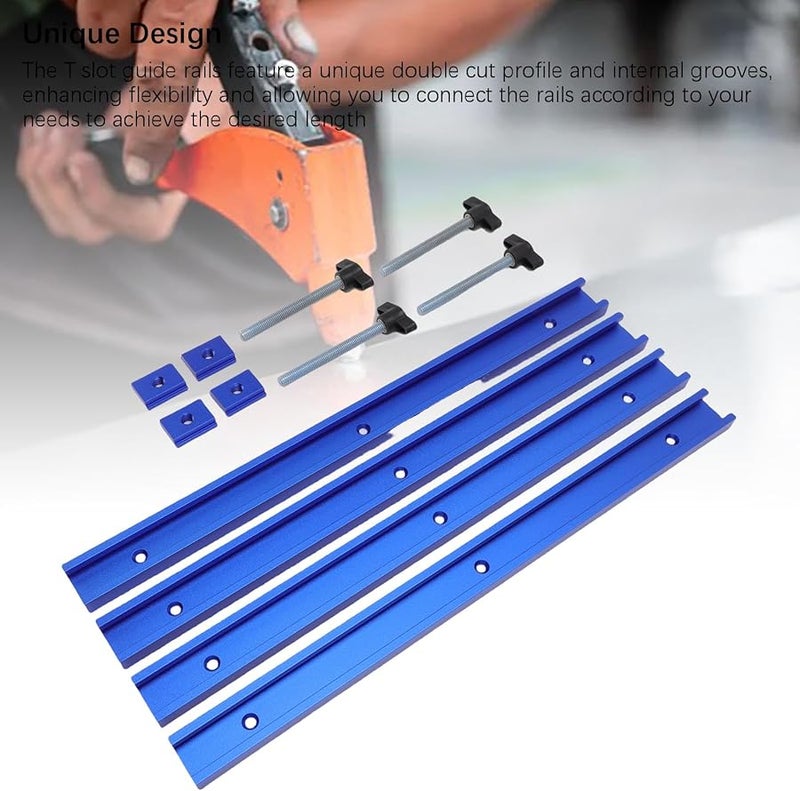 400mm Aluminum Alloy T Slot Rail Set with M8 Sliders Pre Drilled Holes for Woodworking Saw Table Press Plate - Image 5