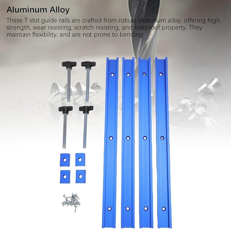 400mm Aluminum Alloy T Slot Rail Set with M8 Sliders Pre Drilled Holes for Woodworking Saw Table Press Plate - Image 4