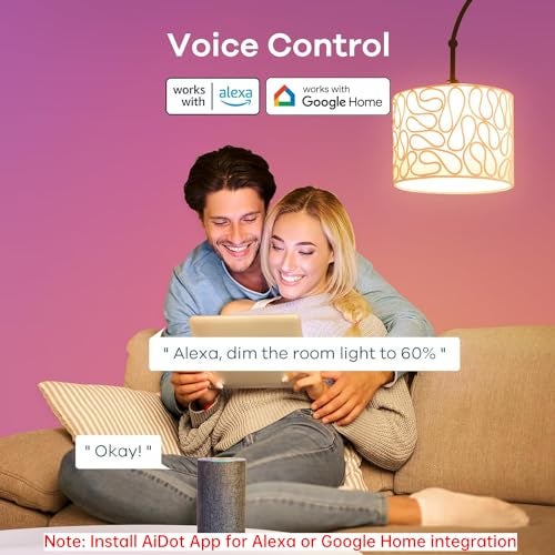 Linkind Smart Light Bulbs with Remote Control, Smart Bulb That Work with Alexa & Google Home, 16 Million Color Changing Light Bulbs 60W, A19 E26 2.4Ghz WiFi Light Dimmable,1800K-6500K,800lm 4 Pack - Image 5