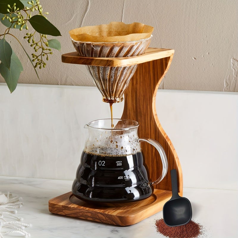 High Borosilicate Glass Coffee Pot 3 Piece Set Transparent Drip Coffee Maker With Detachable Handle Filter Cup For Hand Brew Coffee Home Office Cafe Use - Image 2