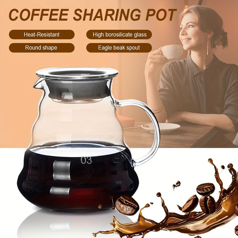 High Borosilicate Glass Coffee Pot 3 Piece Set Transparent Drip Coffee Maker With Detachable Handle Filter Cup For Hand Brew Coffee Home Office Cafe Use - Image 3