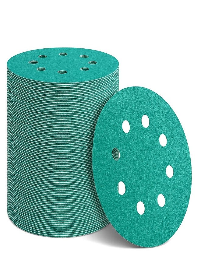 eQualle 5-Inch Sanding Discs, 8-Hole Hook & Loop (50-Pack) - 80/120/180/220/320 Grit - Film-Backed Calcined Alumina (Aluminum Oxide) for Random Orbital/DA Sanders, Wood Metal Auto Body - Image 4