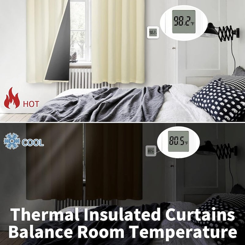 BGment Multi-color available build Cream 100% Blackout Curtains for Living Room 84 Inch Length 2 Panels, Thermal Insulated Full Light Blocking Grommet Soundproof Window Drapes for Bedroom with Black Liner, 52 Inch Wide Each Simple practical structure - Image 4