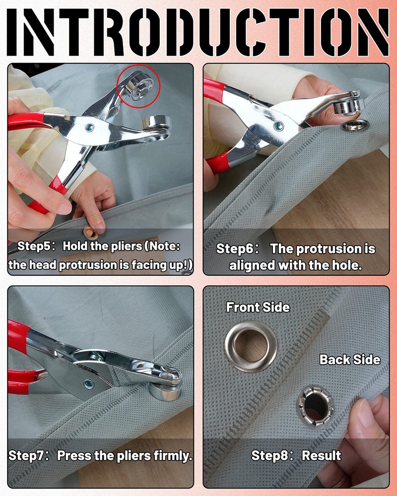 MoHern 150Pcs 1/2 Inch Grommet Tool Kit, Leather Hole Punch Pliers, Grommets Kit with 150 Metal Eyelets in Silver for Leather, Shoes, Fabric, Belts - Image 5