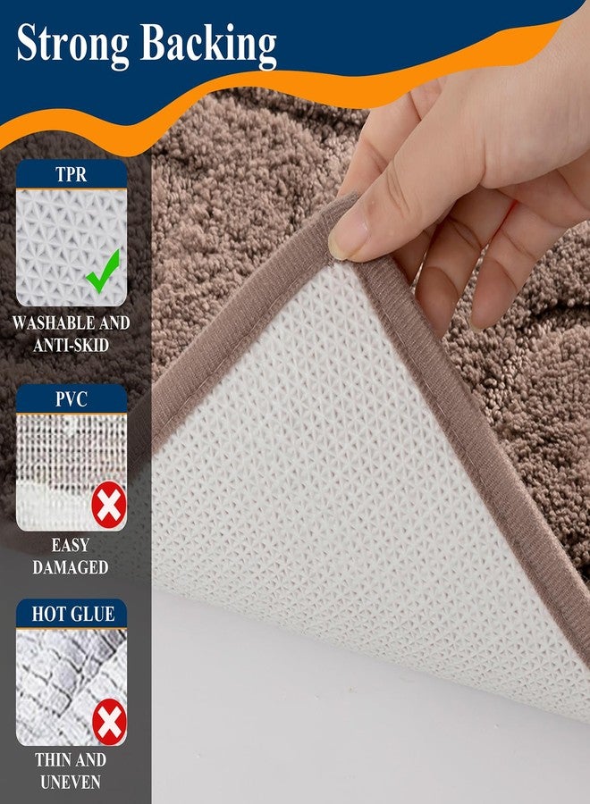Ileading Bathroom Rugs Sets 5 Piece, Ultra Soft Absorbent Bath Mat for Bathroom, Non Slip Washable Bath Rug Set with Toilet Cover, Plush Bath Runner and U-Shaped Contour Toilet Rug, Coffee - Image 3