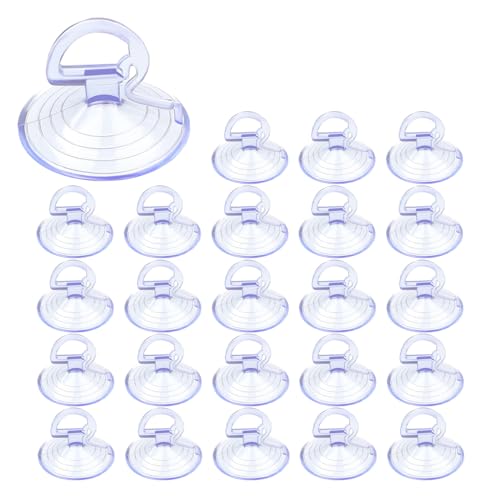KITUREK 24PCS Car Glass Windshield Sunshade Suction Cups PVC Sucker Car Window Shade Suction Cups Pull Ring Sun Visor Suction Cup Hooks Mini Adsorption Holder for Car Kitchen Bathroom Office Transparent - Image 1