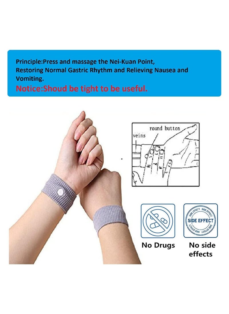 Generic - 3 Pairs Motion Sickness Nausea Relief Wristbands Travel Acupressure rings for Car airliner Sea Sickness Adult Children Black Grey Blu - Image 1