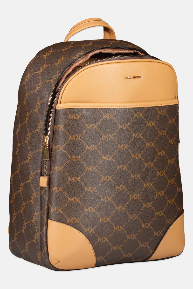 Max Studio Women Brand Logo Backpack, Brown - Image 3