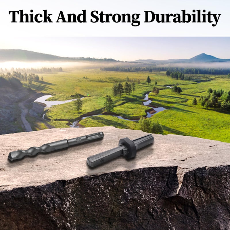 Csdtylh 6PCS Rock Splitting Wedges and 1PCS Rotary Hammer Drill Bit, Wedge and Feather Shims, Stone Splitter Tools for Granites, Concretes, Boulders, Volcanic Rocks, Limestone Rocks - Image 4