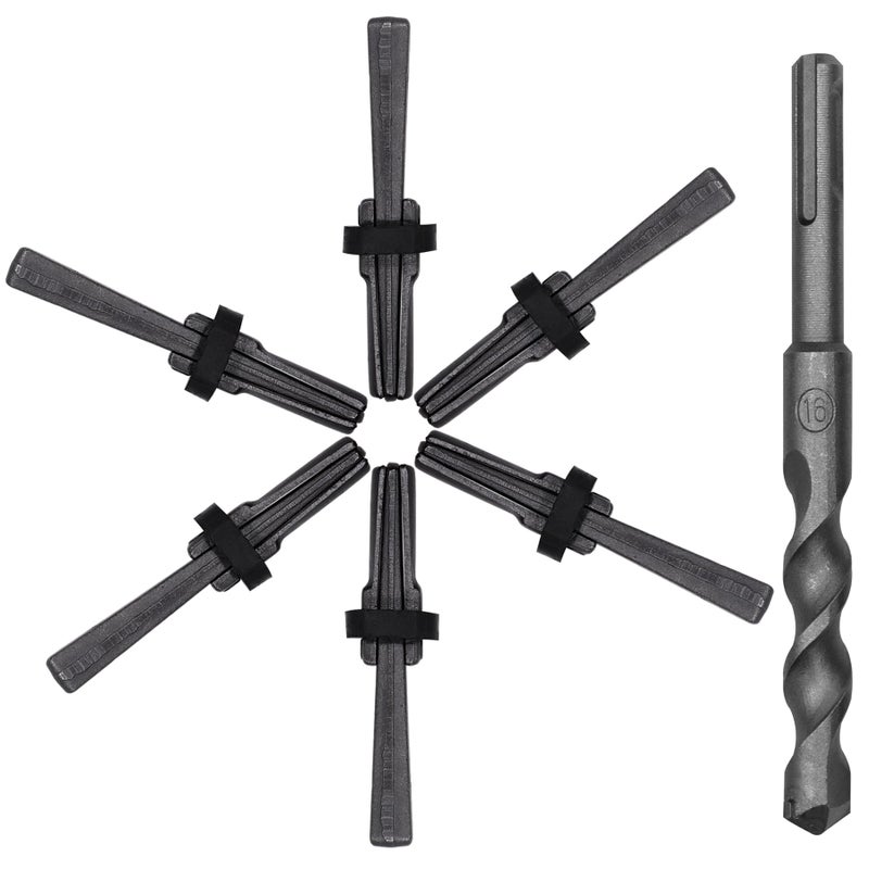 Csdtylh 6PCS Rock Splitting Wedges and 1PCS Rotary Hammer Drill Bit, Wedge and Feather Shims, Stone Splitter Tools for Granites, Concretes, Boulders, Volcanic Rocks, Limestone Rocks - Image 1