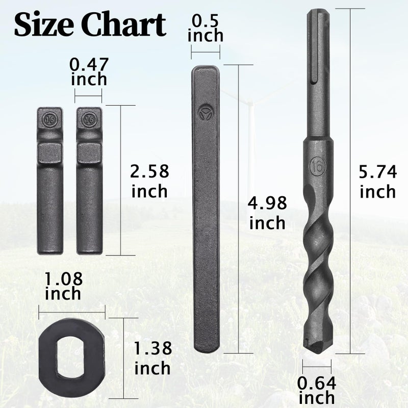 Csdtylh 6PCS Rock Splitting Wedges and 1PCS Rotary Hammer Drill Bit, Wedge and Feather Shims, Stone Splitter Tools for Granites, Concretes, Boulders, Volcanic Rocks, Limestone Rocks - Image 2