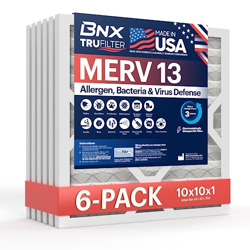 BNX TruFilter 20x23x1 Air Filter MERV 13 (4-Pack) - MADE IN USA - Electrostatic Pleated Air Conditioner HVAC AC Furnace Filters for Allergies, Pollen, Mold, Bacteria, Smoke, Allergen, MPR 1900 FPR 10 - Image 1
