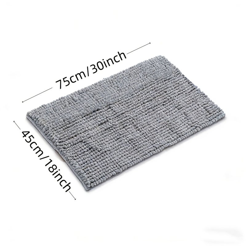 Light Grey Hot Melt Adhesive Chenille Bath Mats Anti Slip Absorbent Quick Dry 17 72x29 53 Inch - Image 3