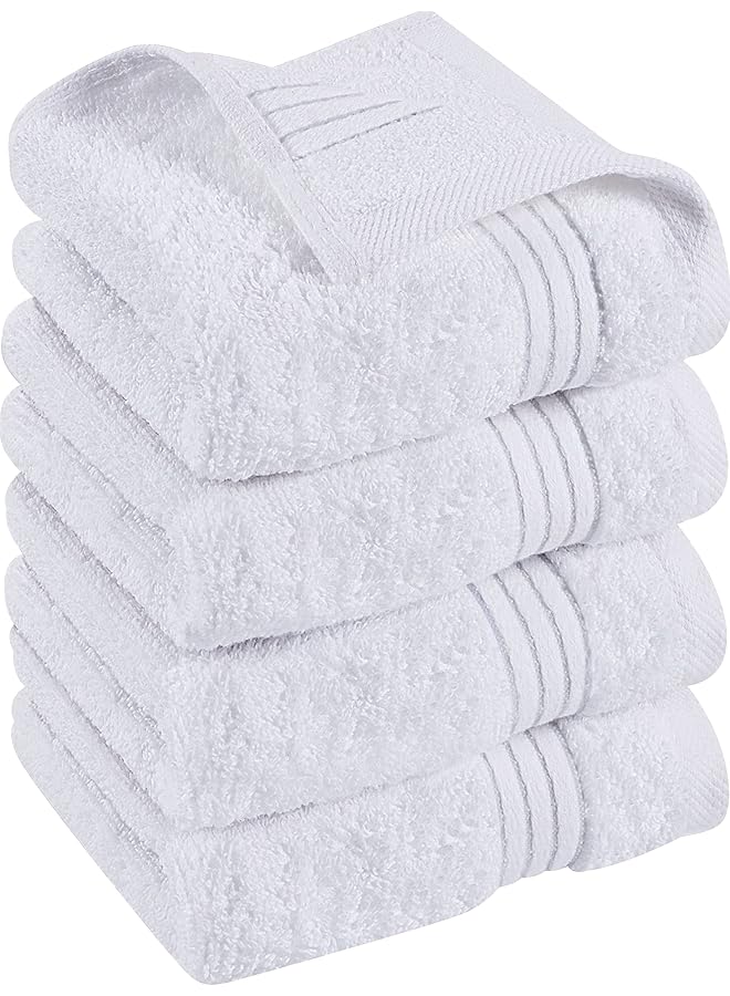 The Bros Washcloth Set - Premium 100% Ring Spun Cotton - Quick Dry, Highly Absorbent, Soft Feel Towels, Perfect for Daily Use (Pack of 4) (12 x 12, White) - Image 1