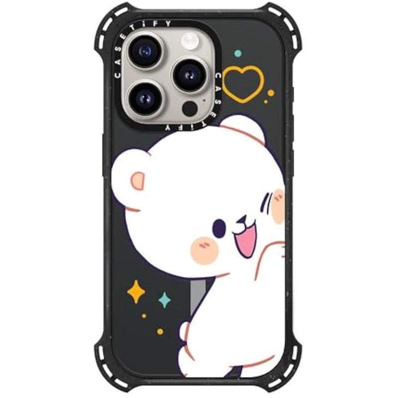 Casetify Bounce iPhone 15 Pro Case 【6X Military Grade Drop Tested / 21.3ft Drop Protection/Compatible with Magsafe】 - Bumping Milk - Triple Black - Image 1